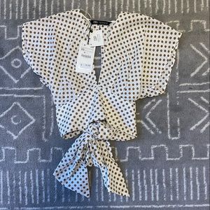 Zara Tie Back Blouse NWT
